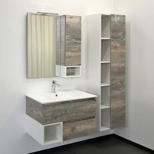 Тумба с раковиной Comforty Турин 00-00013913CF 80х50 подвесная цвет серый - фото 5