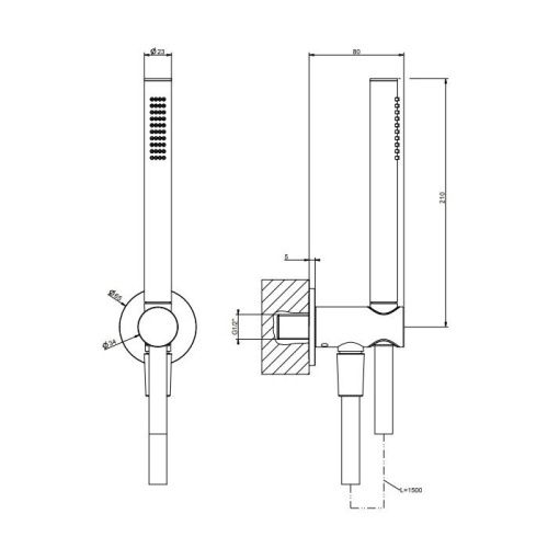 Душевой гарнитур Gessi Anello 63329#707 настенный черный - фото 2
