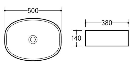 Раковина из сантехнического фаянса CHARUS TORRE BIANCA 700-026B 50х40 накладная цвет черный без отверстий под смеситель - фото 2