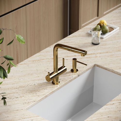 Смеситель для кухни Sancos Spin SC4015ZG на мойку золото - фото 2