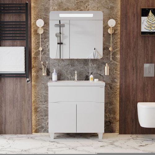 Тумба под раковину Onika Стрим 108059 80х40 напольная цвет белый - фото 5