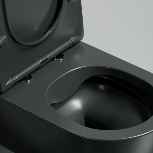 Унитаз подвесной Ceramica Nova MODENA CN6063MDH темно-серый с сиденьем микролифт безободковый душевой смыв - фото 5