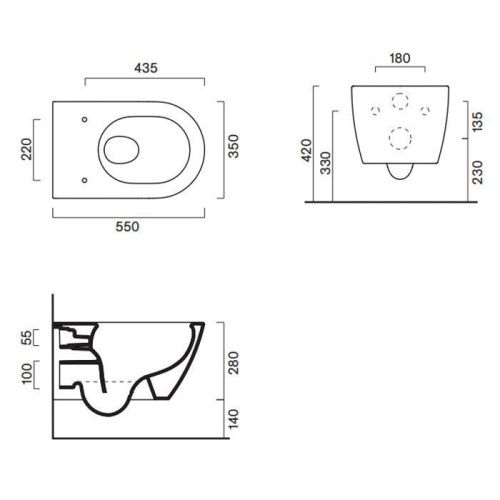 Чаша унитаза подвесная Catalano Sfera 511650001 цвет белый без сиденья безободковая смыв торнадо - фото 2