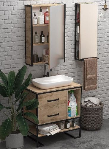 Зеркало-шкаф 1MarKa GRUNGE LOFT Ц0000007992 60х90 подвесной цвет коричневый - фото 4