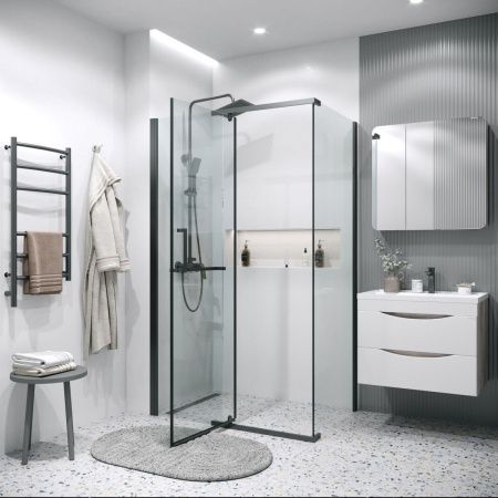 Душевая перегородка Grossman Pragma 200.K33.03.80.21.00 80х195 стекло прозрачное профиль черный