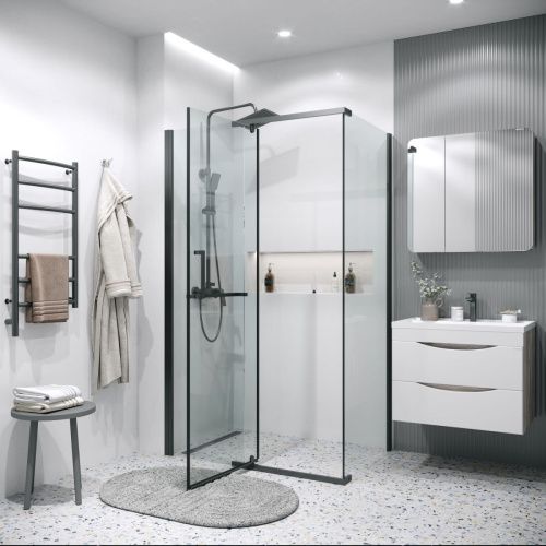 Душевой уголок Grossman Pragma 120.K33.03.1280.21.00 120х80 стекло прозрачное профиль черный без поддона - фото 5