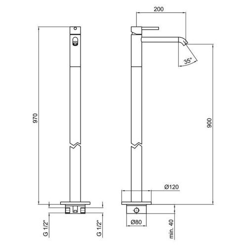 Смеситель Webert EL832101345 напольный никель - фото 3