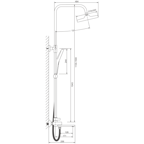 Душевая стойка Belz B672 B24672 настенная цвет хром - фото 2