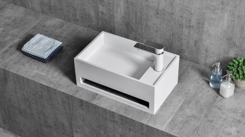 Раковина из искусственного камня Zenon Luna 4000.000.000.000.39677 50х30 подвесная цвет белый - фото 3