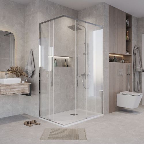 Душевой уголок Grossman Galaxy 300.K33.01.9070.10.00 90х70 стекло прозрачное профиль хром без поддона - фото 4