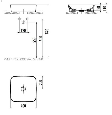 Раковина из сантехнического фарфора Creavit Ultra UL040-00BM00E-0000 40х40 накладная цвет синий