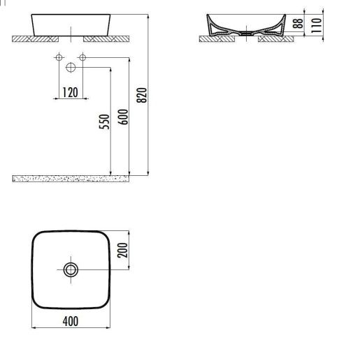Раковина из сантехнического фарфора Creavit Ultra UL040-00CB00E-0000 40х40 накладная цвет белый без отверстий под смеситель - фото 2