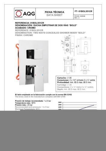 Душевая система AQG Bold 19BOLEC20402 встраиваемая в стену цвет хром - фото 2