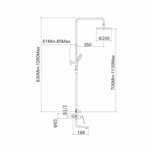Душевая стойка Fashun A2481-8 настенная цвет белый/хром - фото 3