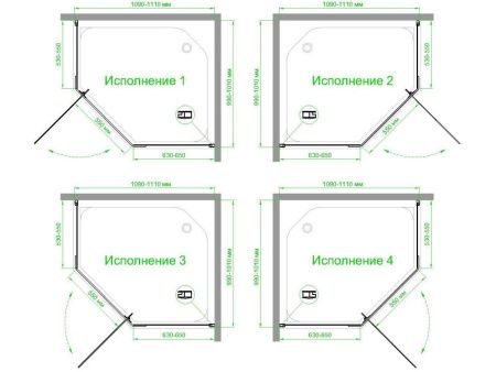 Душевой уголок Royal Bath TR RB1110TR-C-BL 110х100 стекло матовое профиль черный без поддона