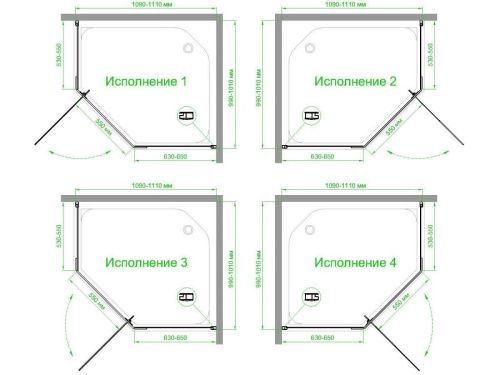 Душевой уголок Royal Bath TR RB1110TR-C-BL 110х100 стекло матовое профиль черный без поддона - фото 4