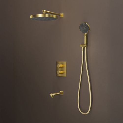 Душевая система Iddis Duna DUNMGSTi68 встраиваемая в стену цвет золото с термостатом - фото 2