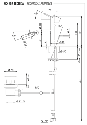 Смеситель Remer X Style X20LXV на биде нержавеющая сталь - фото 2