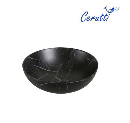 Раковина из сантехнического фарфора Cerutti SPA CR3301MMB1 40х40 накладная цвет черный без отверстий под смеситель - фото 2