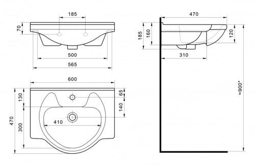 Раковина мебельная керамическая Santek Байкал 60 1.WH10.9.652 60х50 накладная цвет белый 1 отверстие под смеситель - фото 4