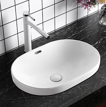 Раковина из сантехнического фарфора Cerutti SPA CR018 60х40 накладная цвет белый без отверстий под смеситель