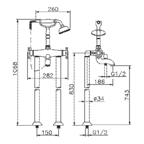 Смеситель Cisal Victorian VTT3901021 напольный хром с термостатом - фото 2