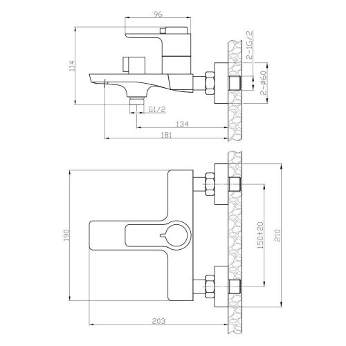 Смеситель для ванны Rossinka RS50 RS50-31 настенный хром - фото 3