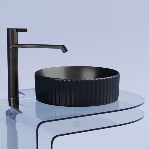 Раковина из сантехнического фарфора Ceramica Nova ELEMENT CN6057MB 40х40 накладная цвет черный без отверстий под смеситель - фото 3