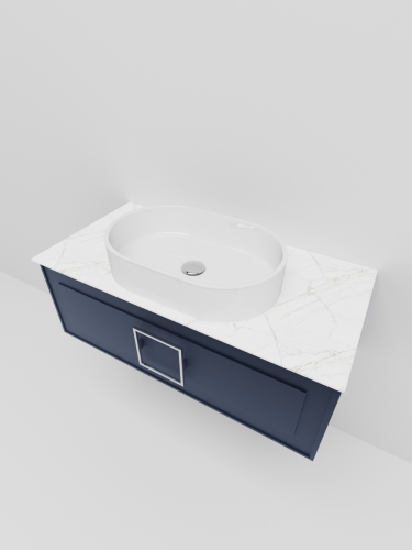 Тумба со столешницей La Fenice CUBO NFNC-01-CUB-BG-100-3-GG 100х50 подвесная цвет синий - фото 3