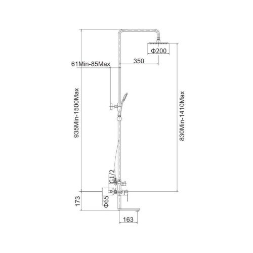 Душевая стойка Fashun A52419 настенная цвет серый - фото 3