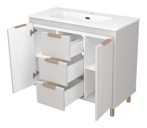 Тумба под раковину Brevita Risacca RIS-06100-0342Я 90х50 напольная цвет серый - фото 4