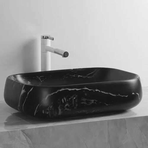 Раковина из сантехнического фарфора Cerutti SPA CR0086 MMB2 60х40 накладная цвет черный без отверстий под смеситель - фото 5