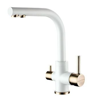 Смеситель для кухни Paulmark ESSEN Es213011-431BR на мойку белый/бронза