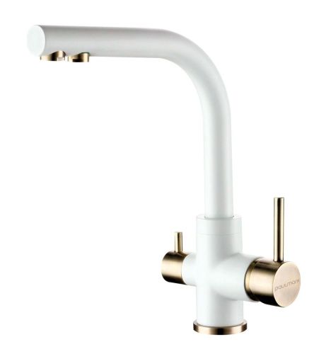 Смеситель для кухни Paulmark ESSEN Es213011-431BR на мойку белый/бронза