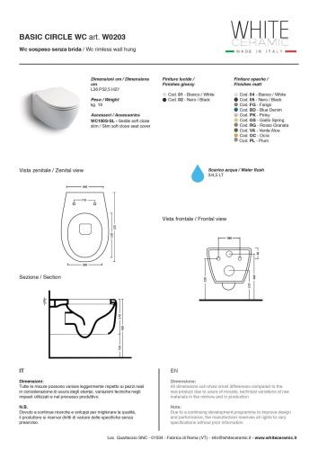 Унитаз подвесной White Ceramic Basic W0203SET04/Basic белый с сиденьем микролифт безободковый - фото 3