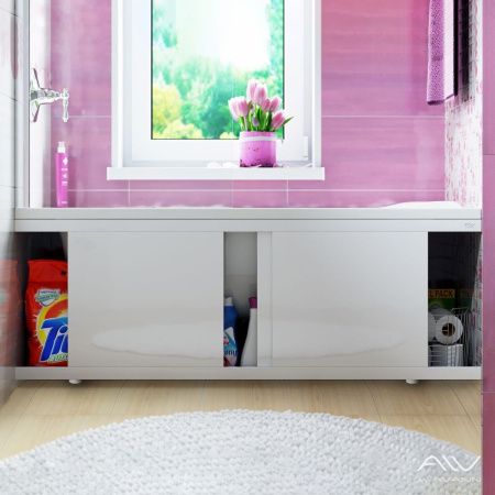 Экран под ванну Alavann Crystal 160 см ALV0256001 фронтальный МДФ раздвижной белый