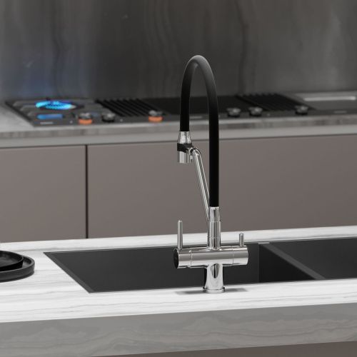 Смеситель для кухни Sancos Dora SC4003CH на мойку черный/хром - фото 4