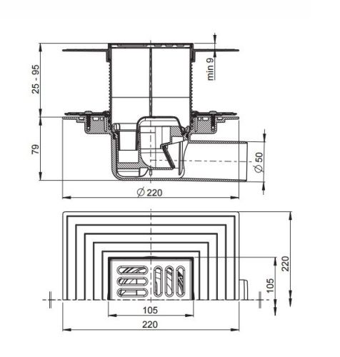 Душевой трап Alcadrain APV1324 20х20 хром - фото 2
