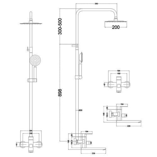 Душевая стойка Melana Stello 610307 настенная - фото 2