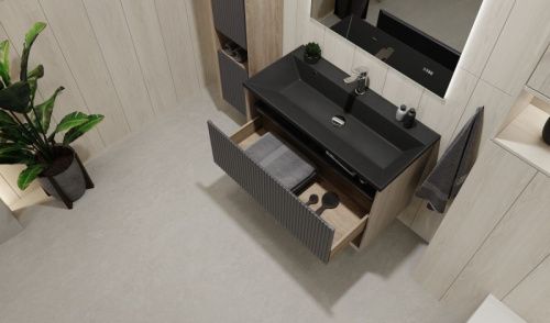 Тумба под раковину Jorno TOSSONY Toss.01.90/P/DS-A/JR 90х40 подвесная цвет черный - фото 3