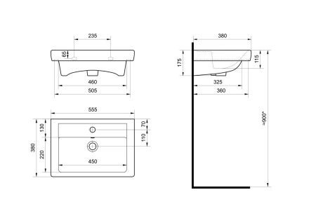 Раковина из сантехнического фарфора Santek Тигода WH302127 60х40 накладная цвет белый