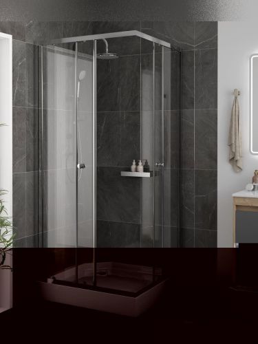 Душевой уголок Teymi Helmi T00603 90х90 стекло прозрачное профиль хром с поддоном - фото 4