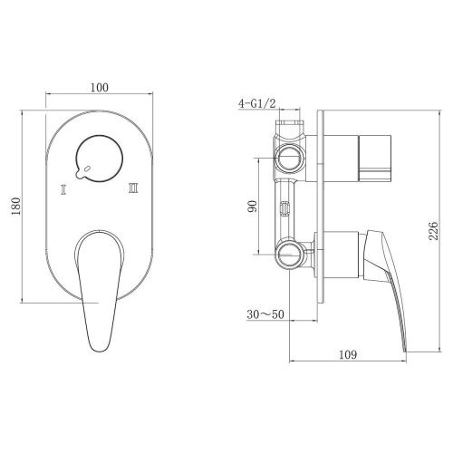 Смеситель для ванны и душа LeMark Linara LM0427C встраиваемый в стену хром - фото 2