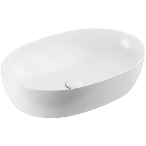 Раковина из сантехнического фаянса Azzurra ELEGANCE ELLA060400C0BI/(ECI60 bi*0) 60х40 накладная цвет белый без отверстий под смеситель