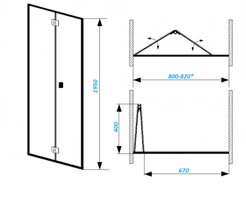 Душевая дверь Cerutti SPA BELLA D81T 80х195 стекло прозрачное профиль хром - фото 5