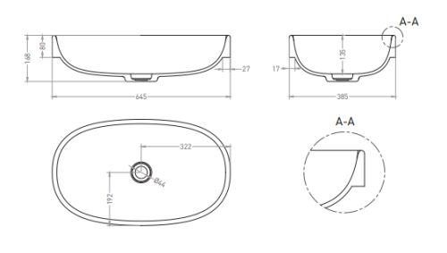 Раковина из искусственного камня S-Stone Salini GRECA 1803201MF 60х40 полувстраиваемая цвет мультиколор - фото 4