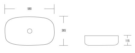 Раковина из сантехнического фарфора Milleau MIEL MU0045A-GW 50х40 накладная цвет белый без отверстий под смеситель