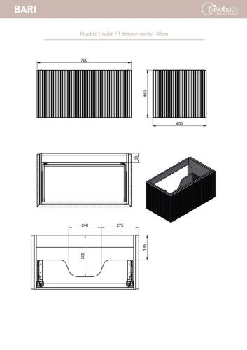 Тумба под раковину Visobath Bari 87249/Navy 80х50 подвесная цвет синий - фото 2