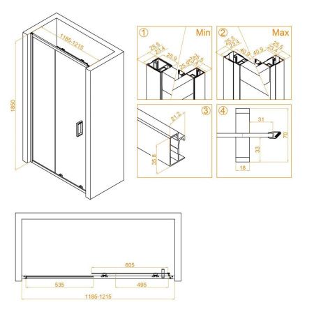 Душевая дверь RGW Classic 32091412-14 120х185 стекло прозрачное профиль черный