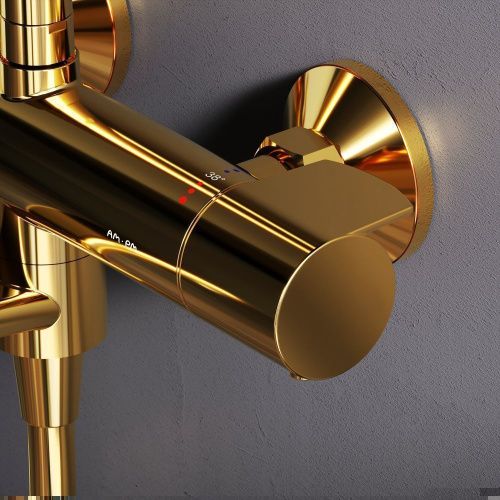 Душевая стойка Am.Pm X-Joy F0785A599 настенная цвет золото с термостатом - фото 5
